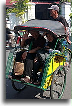 Becak (rickshaw) in Jogja::Yogyakarta, Java Indonesia::