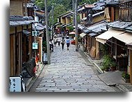 Stone paved road::Gion district in Kyoto, Japan::
