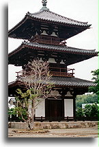 Trzypoziomowa pagoda w Hokki-ji::Hokki-ji w Nara, Japonia::