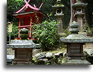 Lanterns and Altar::Kasuga Taisha in Nara, Japan::