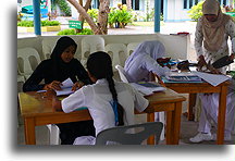 Pupils with Teachers::Mahibadhoo, Maldives::