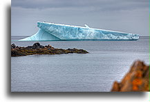 Iceberg with Flat Surface::Birds sitting on iceberg::