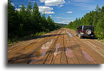 Droga w okolicach Red Indian Lake::Ten odcinek drogi był w najgorszym stanie::