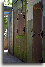 Metal Door at Fort Peninsula::Gaspe, Quebec, Canada::