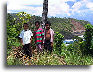 Three Carib Boys::Dominica, Lesser Antilles::