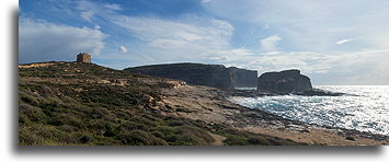Dwejra Tower and Fungus Rock::Island of Gozo, Malta::