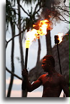 Warrior with Torch::Fijian Dances, Fiji, South Pacific::