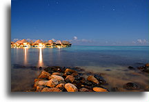Overwater Bungalows at Night #2::Moorea, French Polynesia::