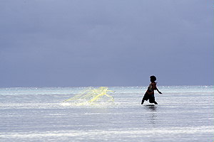 Net Fishing::Isle of Pines, New Caledonia, South Pacific::