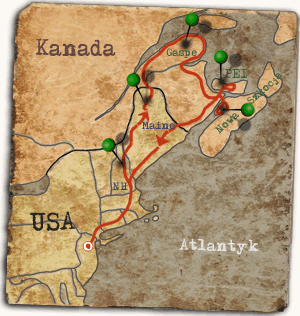 Podróż przez Akadię - mapa wyprawy