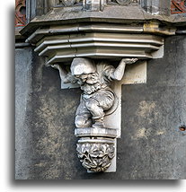 Still existing decoration in the façade::Palace in Kopice, Opolskie, Poland::